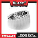 Pet Food Bowl with Removable Metal Bowl  Anti Slip (White) for Cats and Dogs