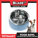 Pet Food Bowl with Removable Metal Bowl  Anti Slip (Light Blue) for Cats and Dogs