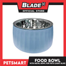 Pet Food Bowl with Removable Metal Bowl  Anti Slip (Light Blue) for Cats and Dogs