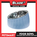 Pet Food Bowl with Removable Metal Bowl  Anti Slip (Light Blue) for Cats and Dogs