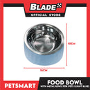 Pet Food Bowl with Removable Metal Bowl  Anti Slip (Light Blue) for Cats and Dogs