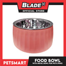 Pet Food Bowl with Removable Metal Bowl  Anti Slip (Pink) for Cats and Dogs