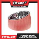 Pet Food Bowl with Removable Metal Bowl  Anti Slip (Pink) for Cats and Dogs