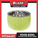 Pet Food Bowl with Removable Metal Bowl  Anti Slip (Green) for Cats and Dogs