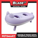 Pet Double Food Bowl With Metal Bowl (Purple) Cute Animal Design