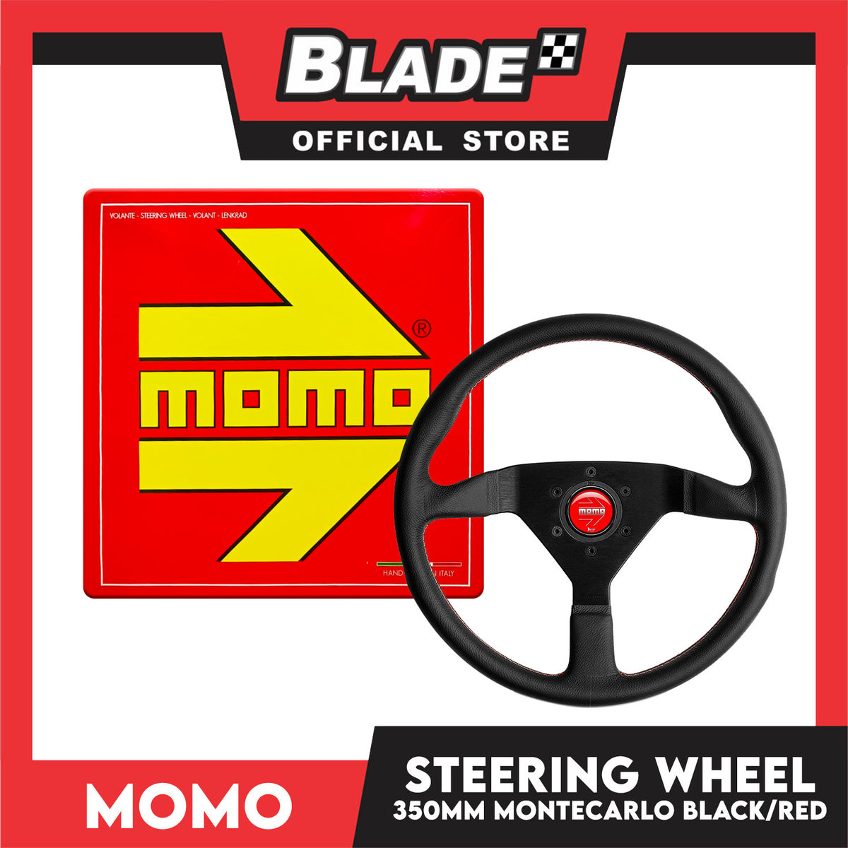 Momo Montecarlo 350mm Steering Wheel (Black/Red)