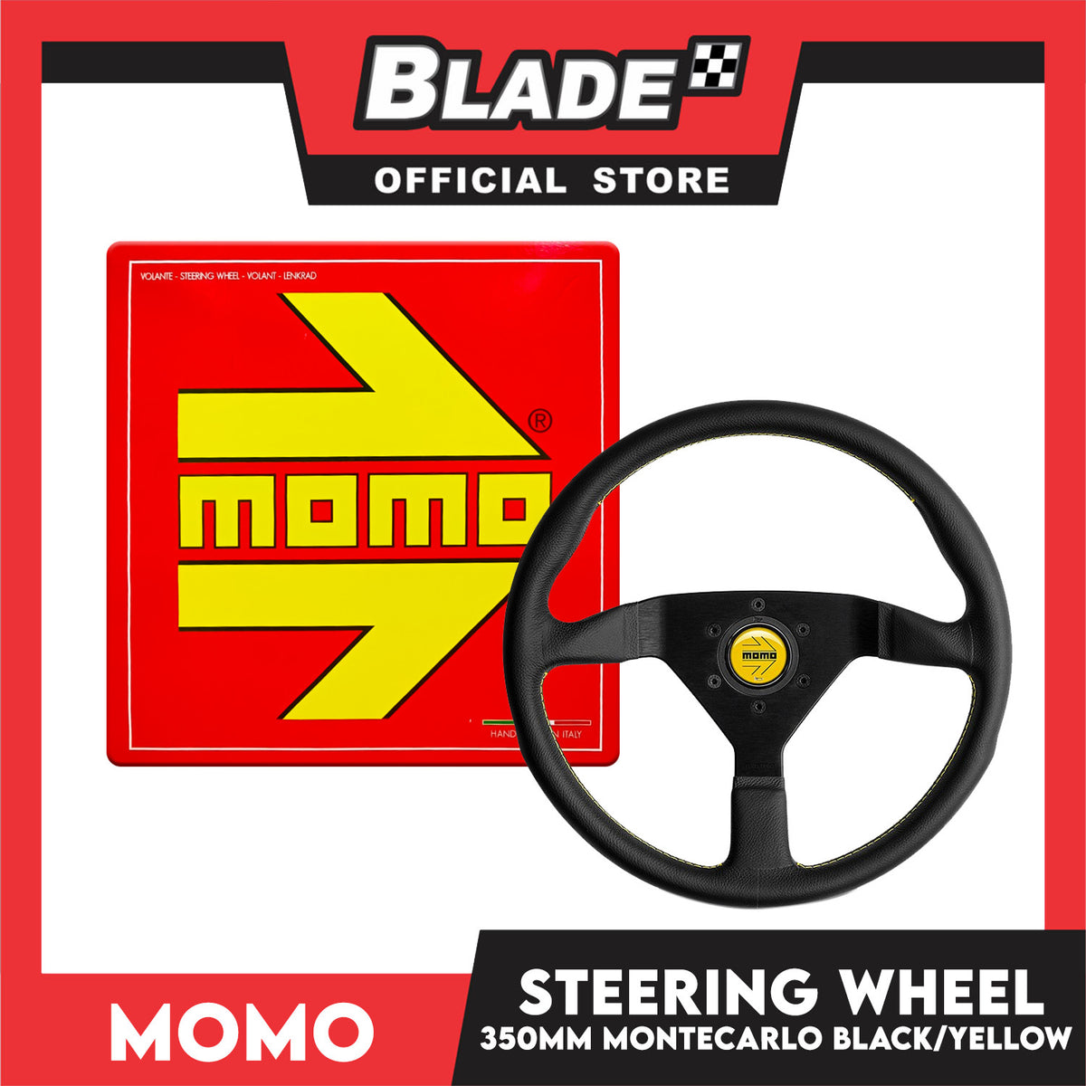 Momo Montecarlo 350mm Steering Wheel (Black/Yellow)