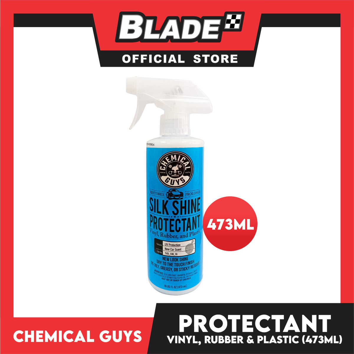 Chemical Guys Silk Shine Protectant for Vinyl, Rubber and Plastic (New Car Scent) 473ml