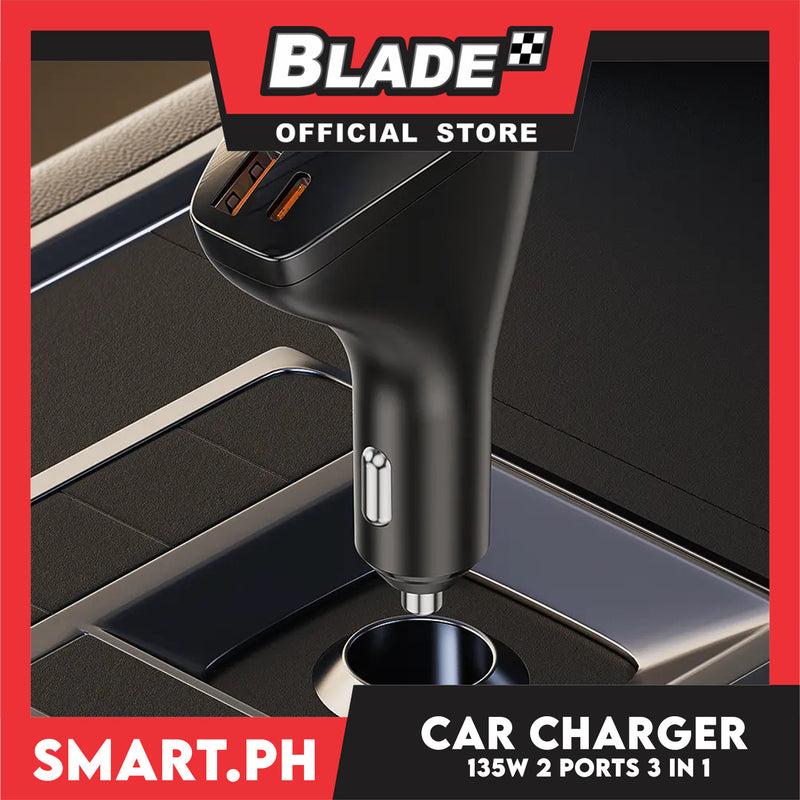 Cube ON Socket + PD + QC3.0 Ultra Fast Car Charger 2-port 135w JI-761