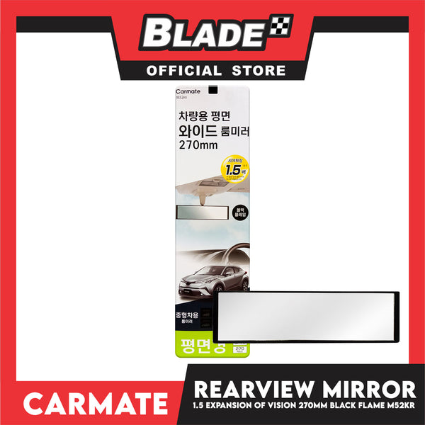 Carmate Wide Flat Rear View Mirror 270mm M52KR for Mid-size Cars