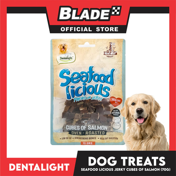 Dentalight Seafood Licious Premium Jerky  (Cubes of Salmon) Oven-roasted 70grams