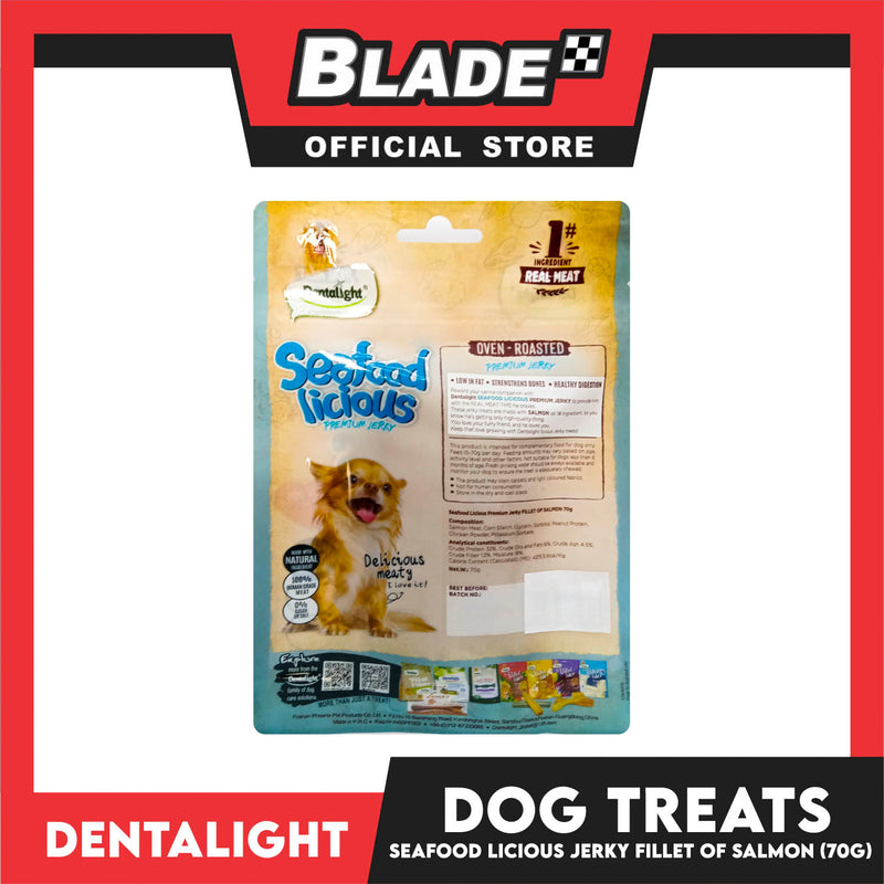 Dentalight Seafood Licious Premium Jerky  (Fillet of Salmon) Oven-roasted 70grams