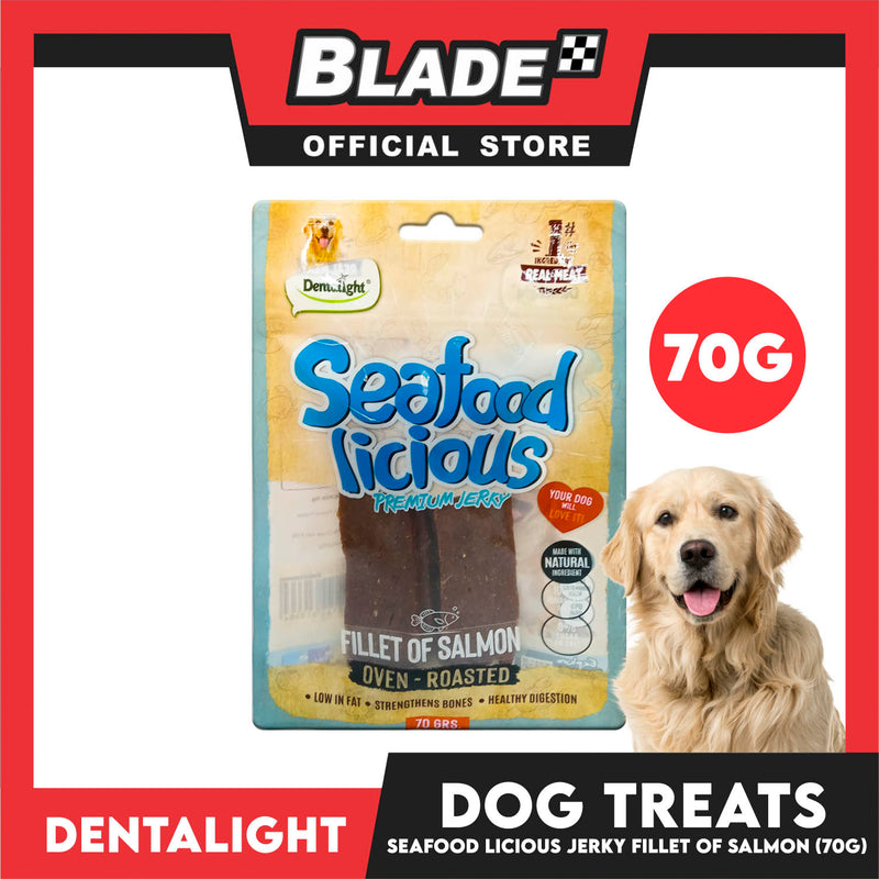 Dentalight Seafood Licious Premium Jerky  (Fillet of Salmon) Oven-roasted 70grams