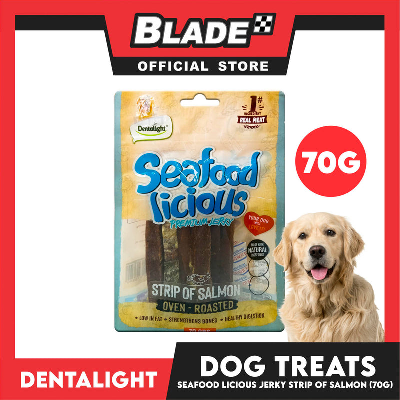 Dentalight Seafood Licious Premium Jerky  (Strip of Salmon) Oven-roasted 70grams