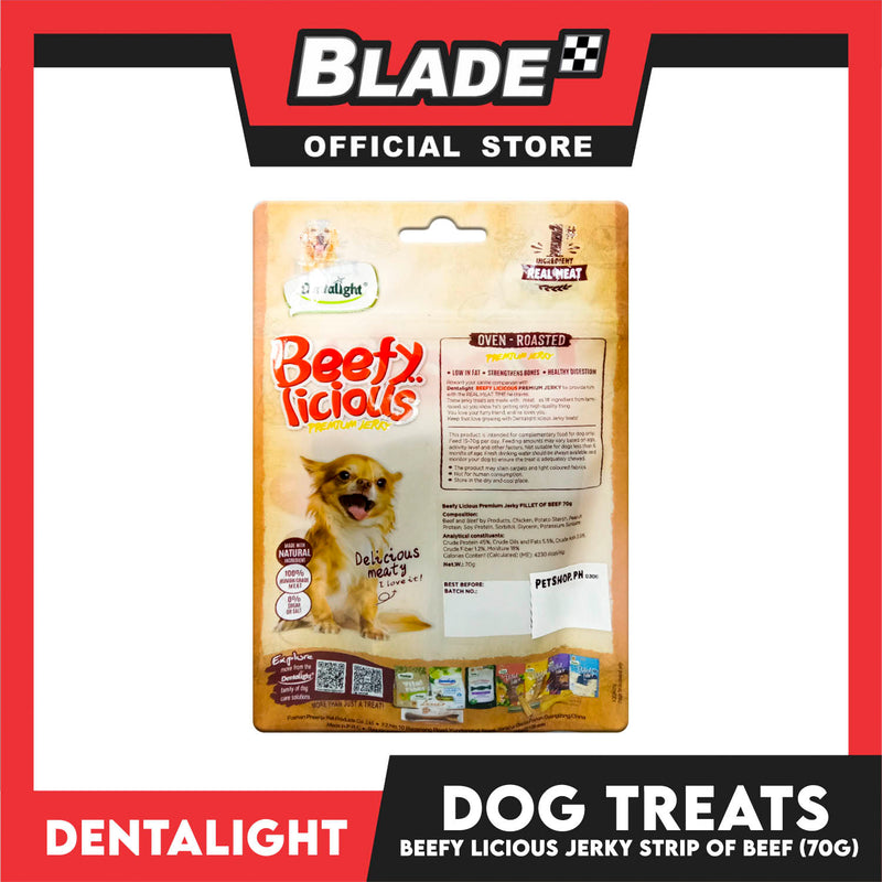 Dentalight Beefy Licious Premium Jerky  (Fillet of Beef) Oven-roasted 70grams