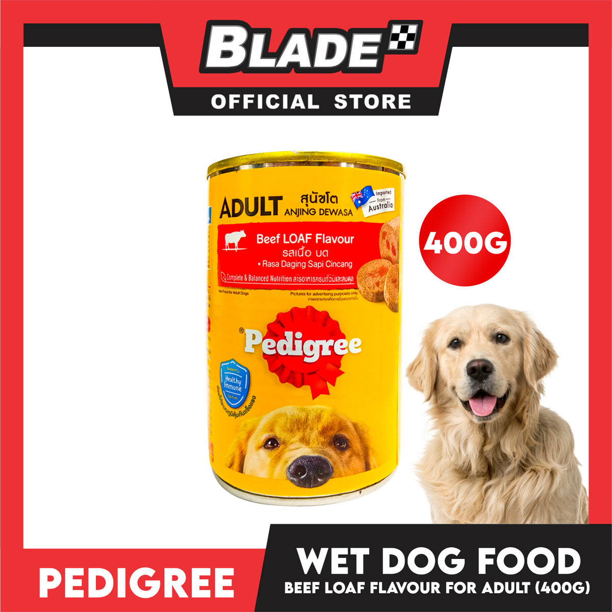Pedigree Beef Loaf Flavour 400g For Adult, Canned Dog Food
