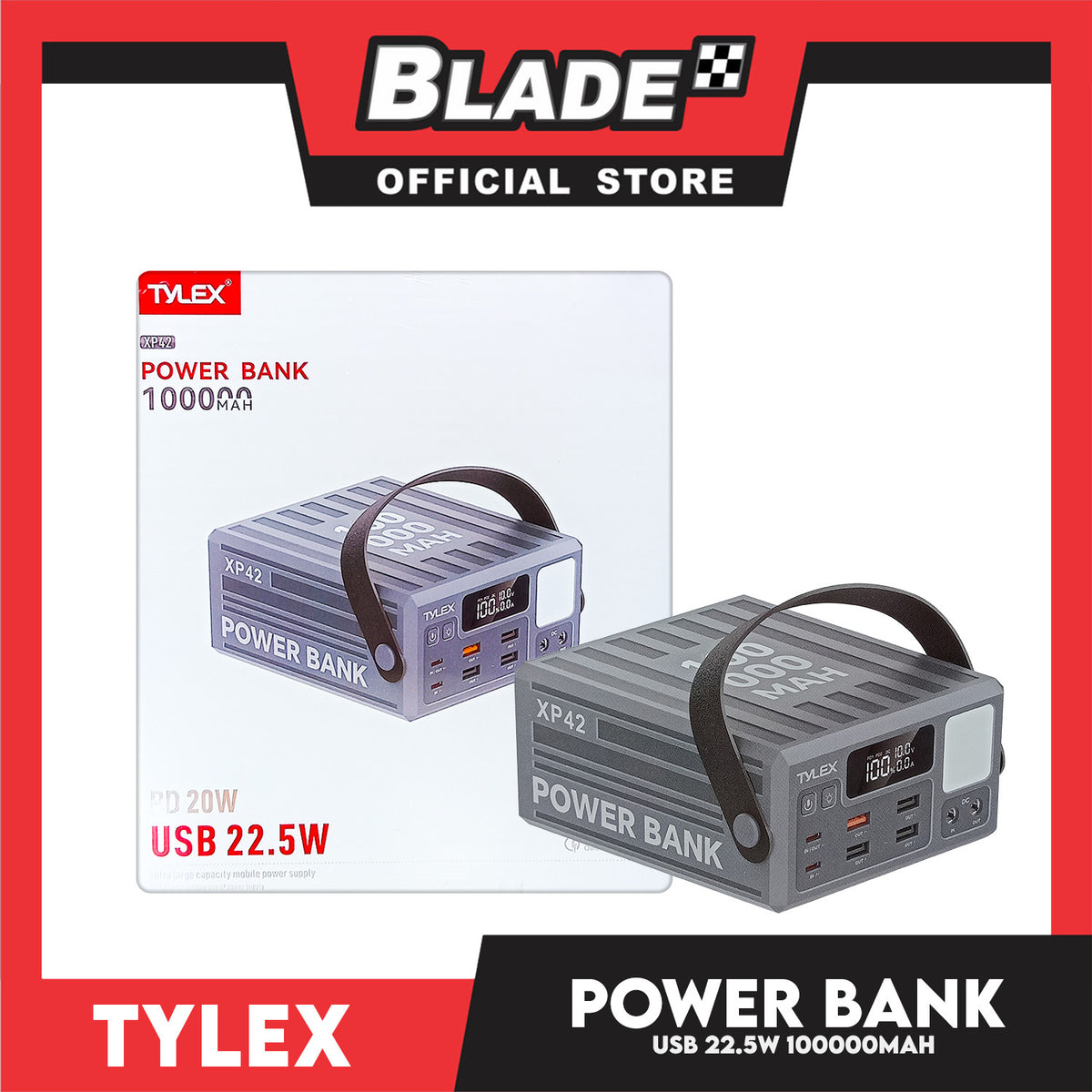 Tylex 100000mAh Ultra-Large Capacity Powebank Black XP42