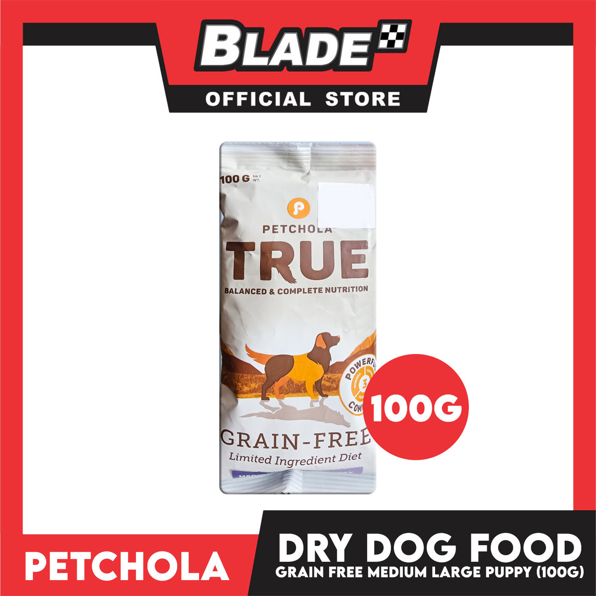 Petchola True Grain Free Dry Dog Food Medium / Large Puppy 100g