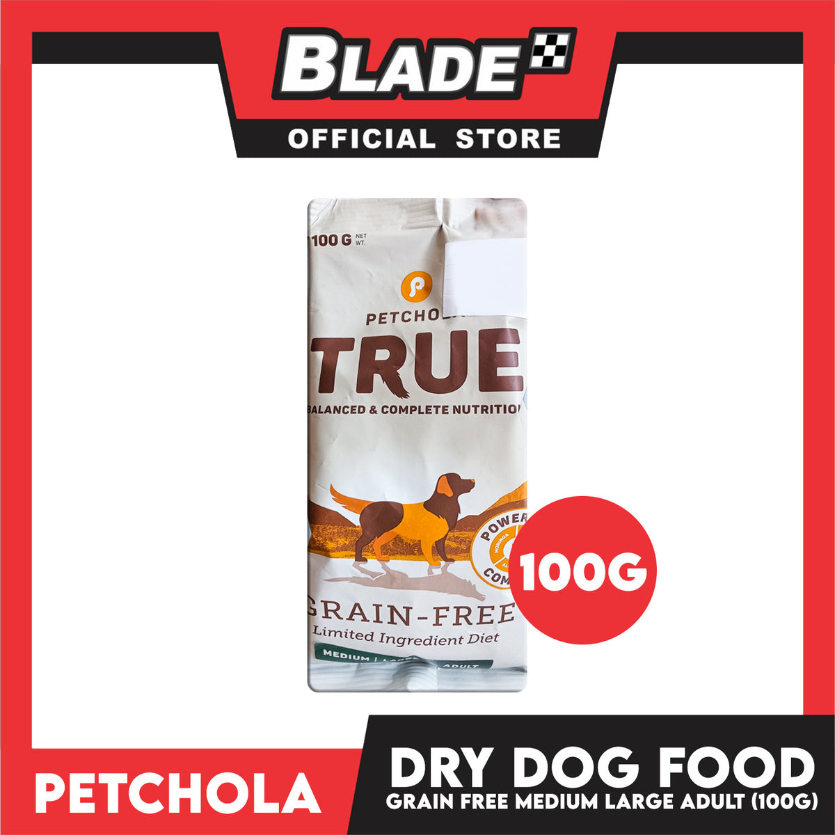 Petchola True Grain Free Dry Dog Food Medium / Large Adult 100g
