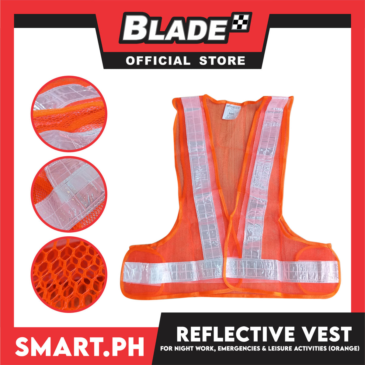 Reflectorize Vest Neon Orange JA-20 High Visibility, Breathable, Lightweight, Comfortable, Easy to wear