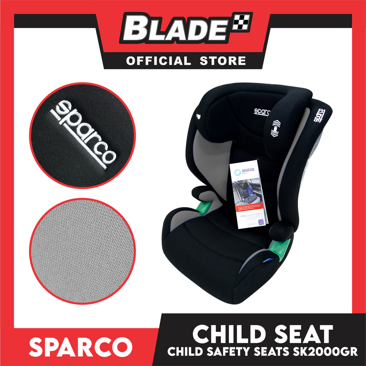 Sparco Child I-Size Booster Seat 100-150cm (Gray) SK2000I_GR
