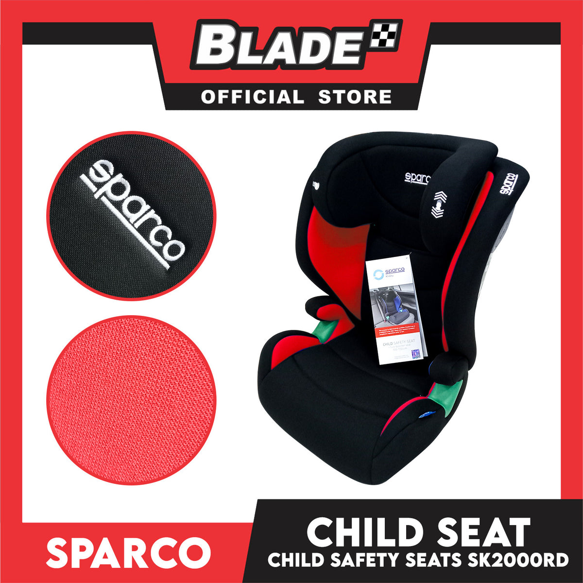 Sparco Child I-Size Booster Seat 100-150cm (Red) SK2000I_GR