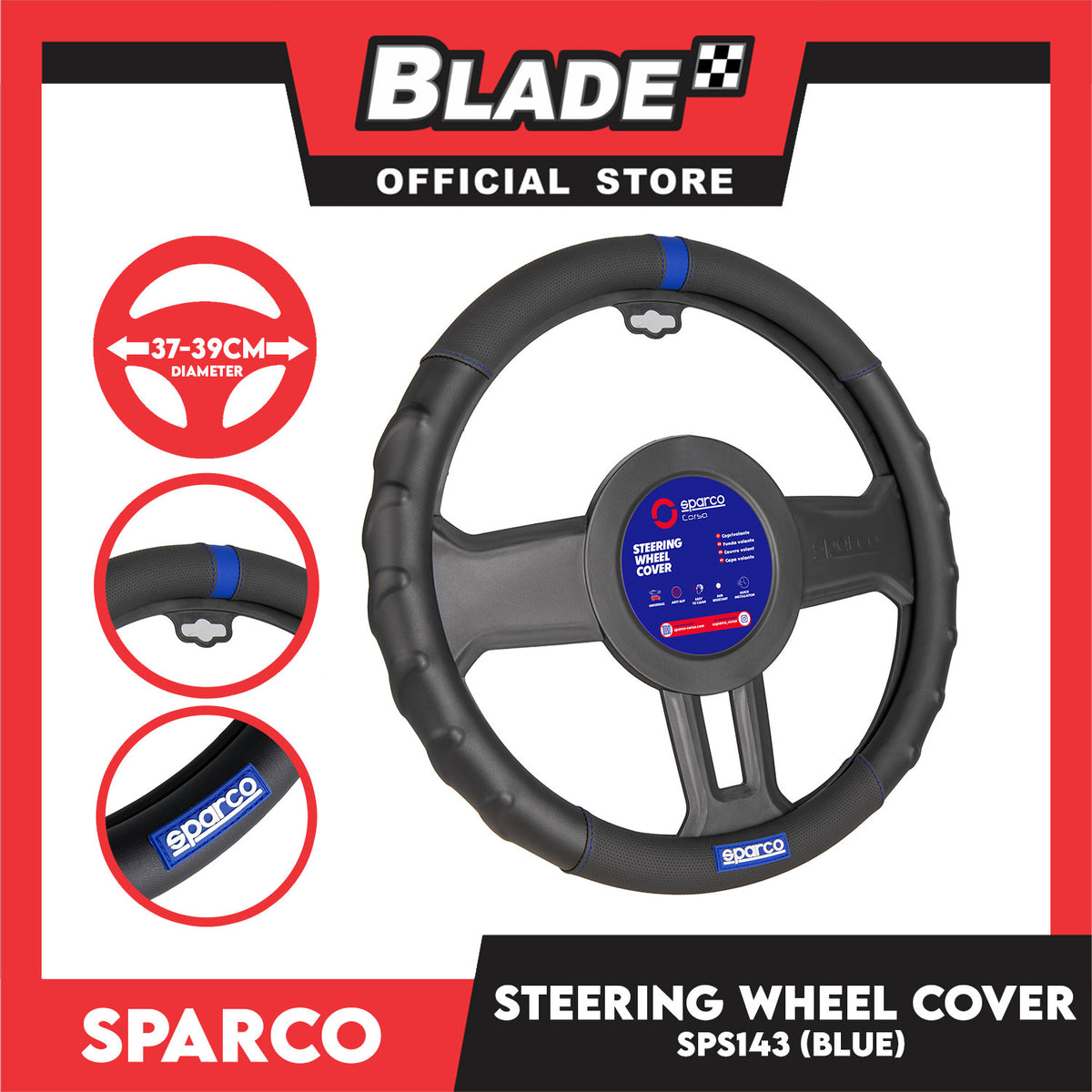 Sparco Steering Wheel Cover SPS143 37-39cm Diameter (Blue)
