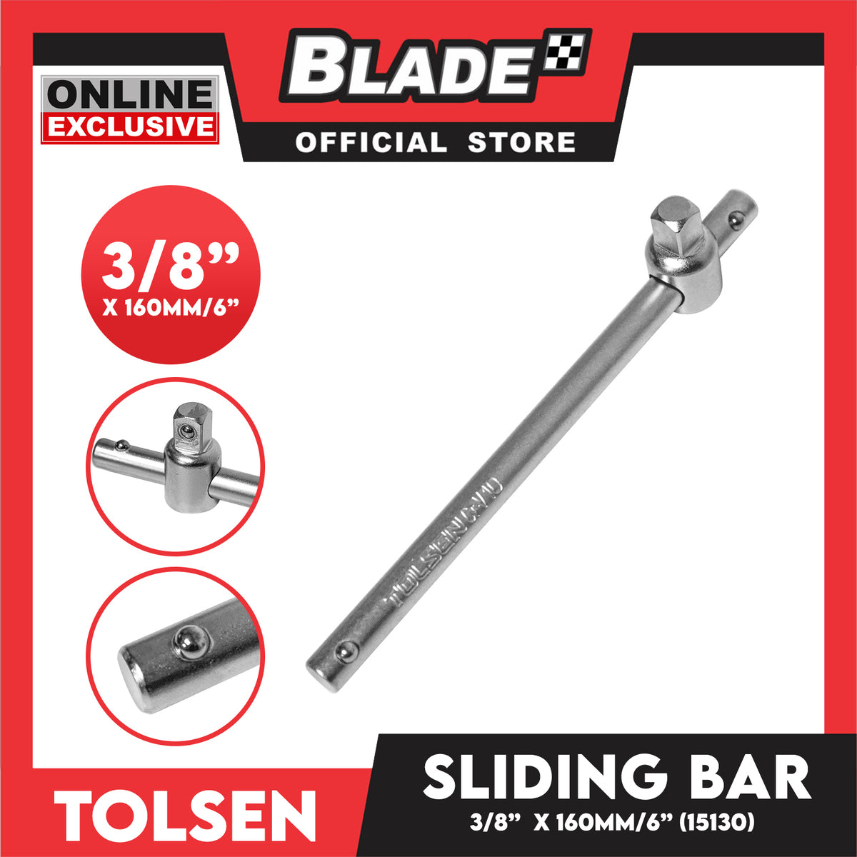 Tolsen 160mm Industrial Sliding Bar 3/8x6 15130