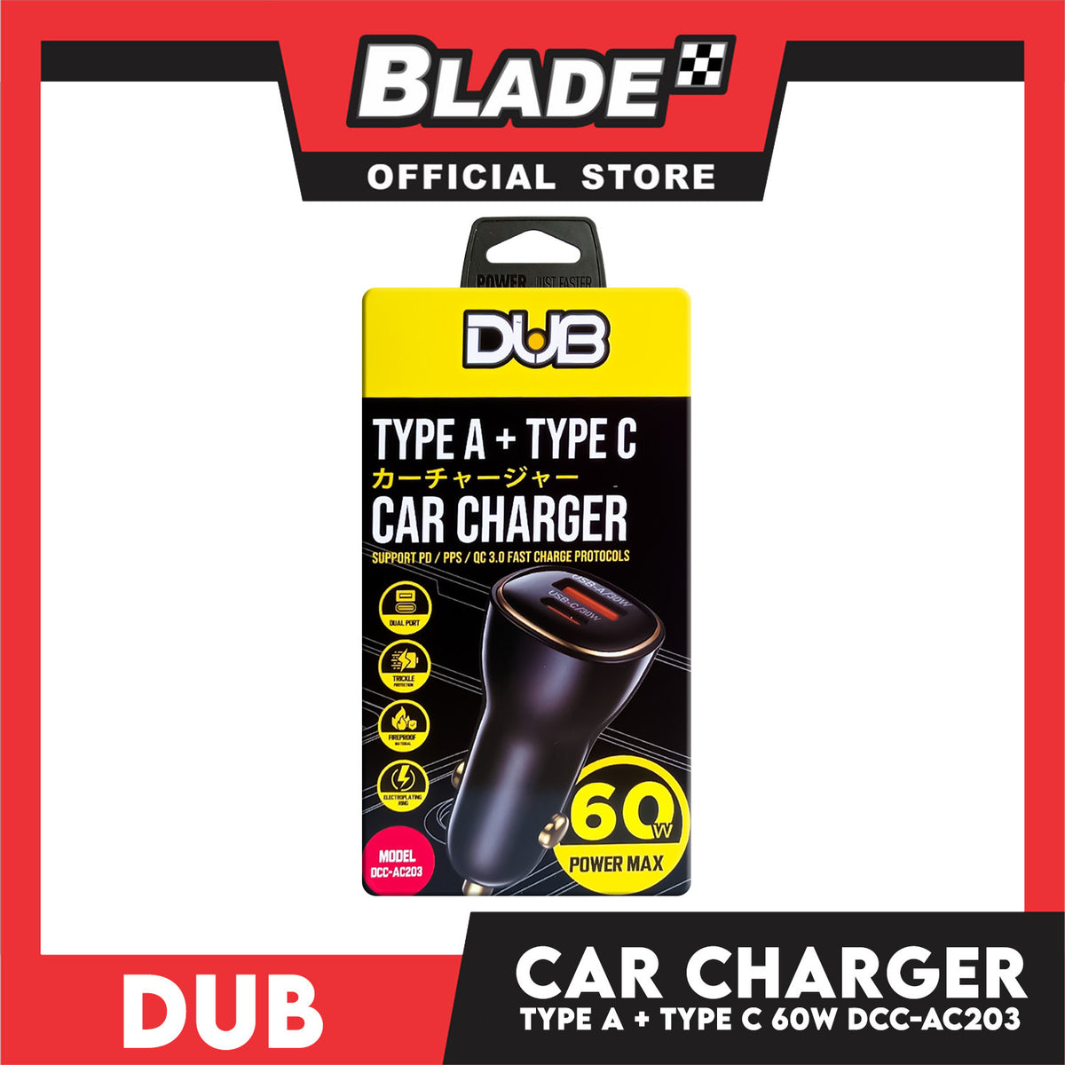Dub Type-A + Type-C Car Charger 60W DCC-AC203