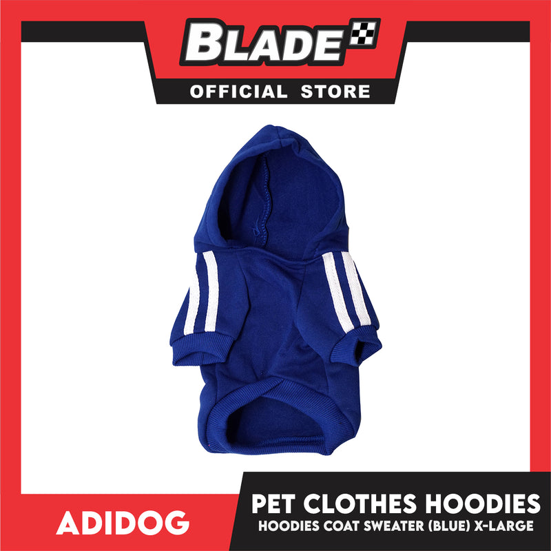 Adidog Pet Clothes Hoodies, Dog Winter Hoodies Apparel Puppy Cute Warm Hoodies Coat Sweater (Blue)