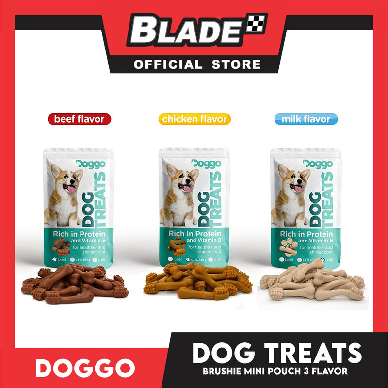 Doggo Dog Brushie Treats Mini Pouch 80 grams, 10 pcs. (Beef Flavor) Brushie Treats Mini for Your Dog