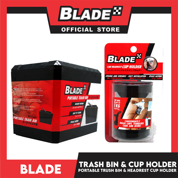Blade Portable Trash Bin and Car Headrest Cup Holder