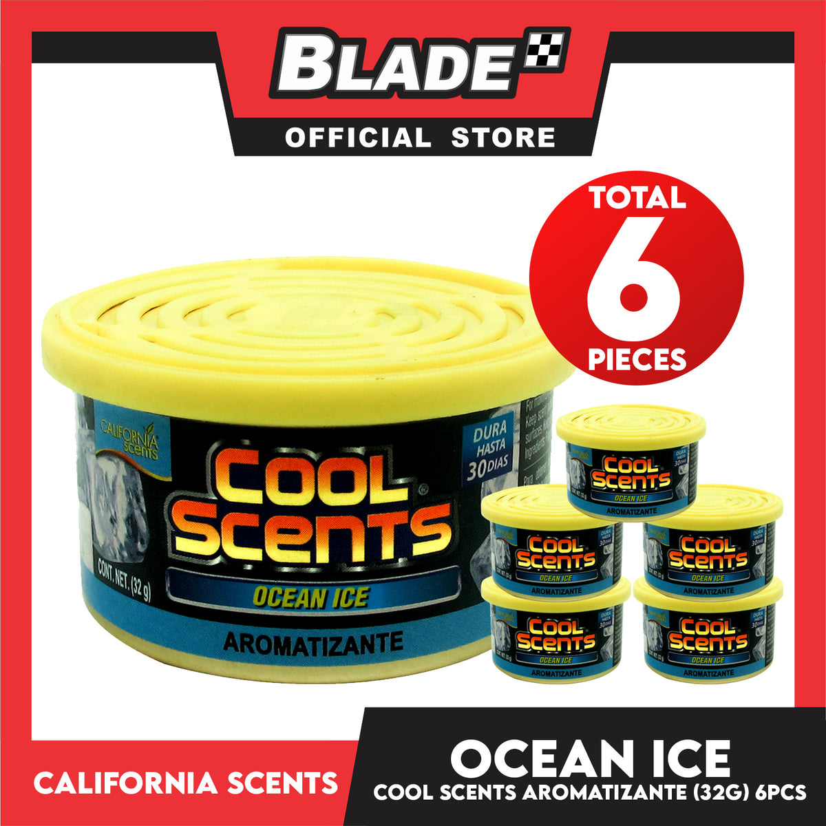 6pcs California Scents Cool Scent Air Freshener Ocean Ice 32g