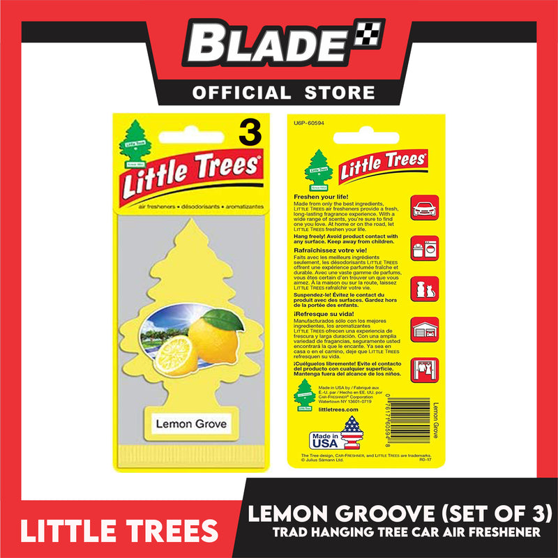 Little Trees Car Air Freshener U3S-32094 Lemon Groove (Set of 3) Hanging Tree Provides Long Lasting