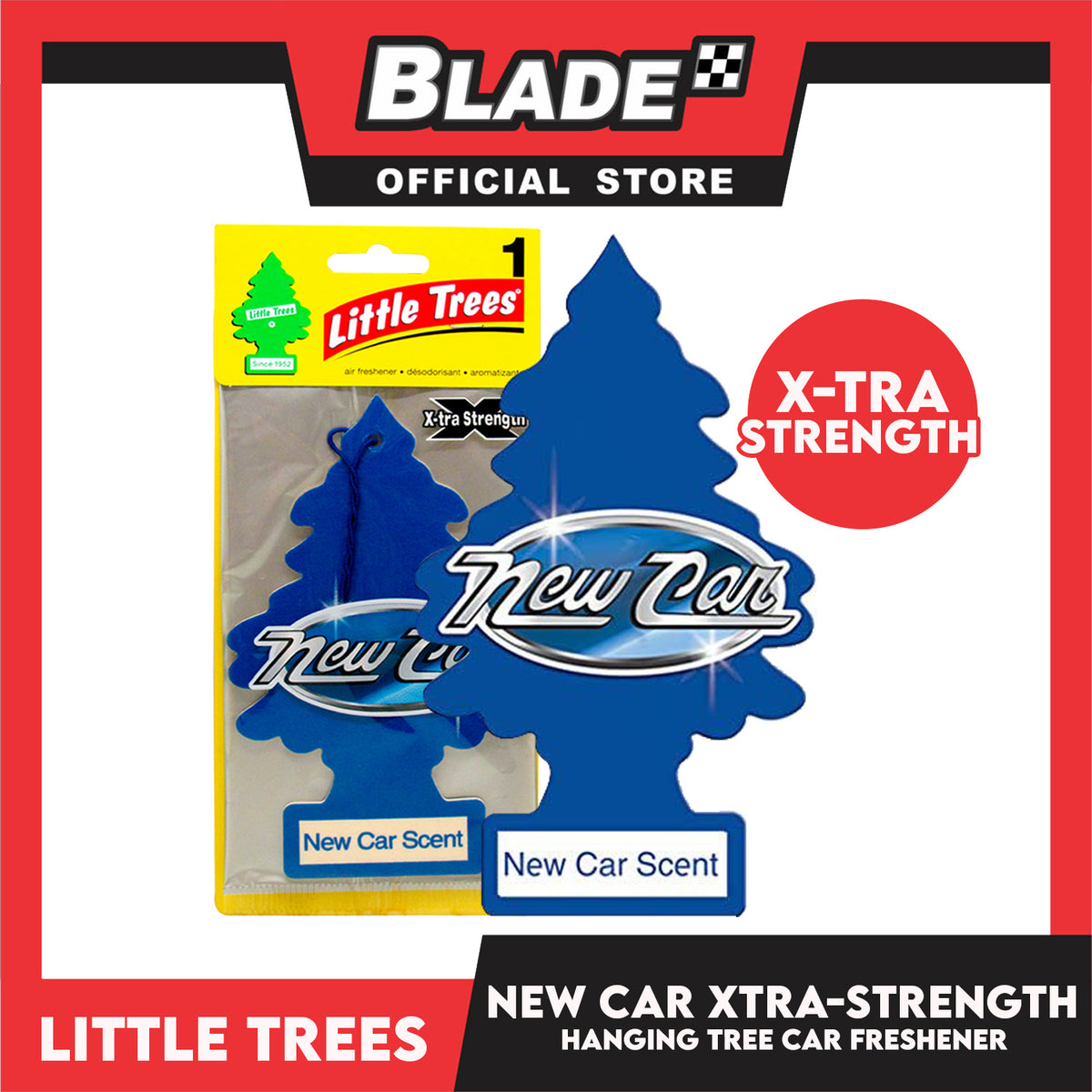 Little Trees Car Air Freshener X-tra Strength 10689 (New Car Scent) Hanging Tree Provides Long Lasting Scent