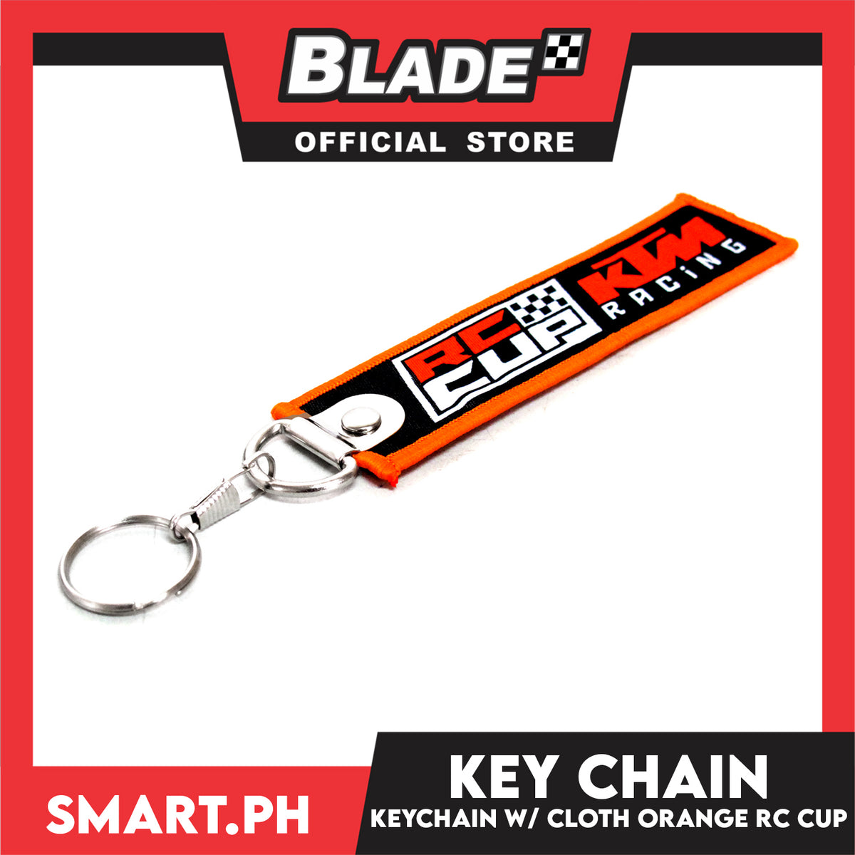 Keychain Key Tag Lanyard with Metal Hook Key Ring Attachment (RC Cup KTM Racing Design)