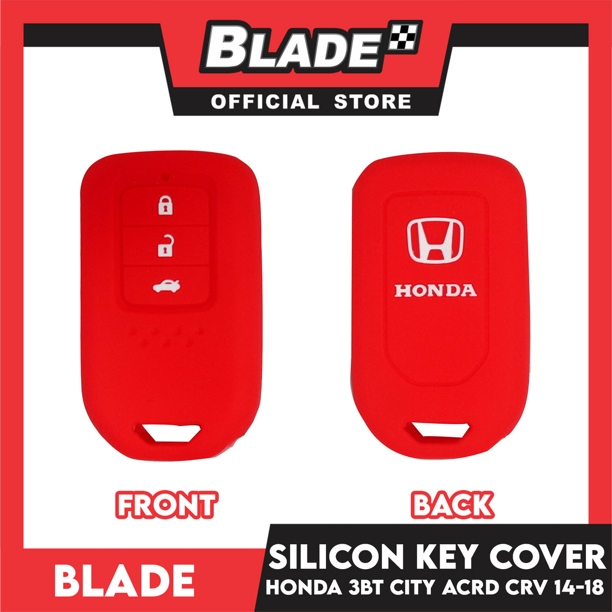 Blade Key Silicone Case Honda 3 Button City 14-18 (Red/Black)