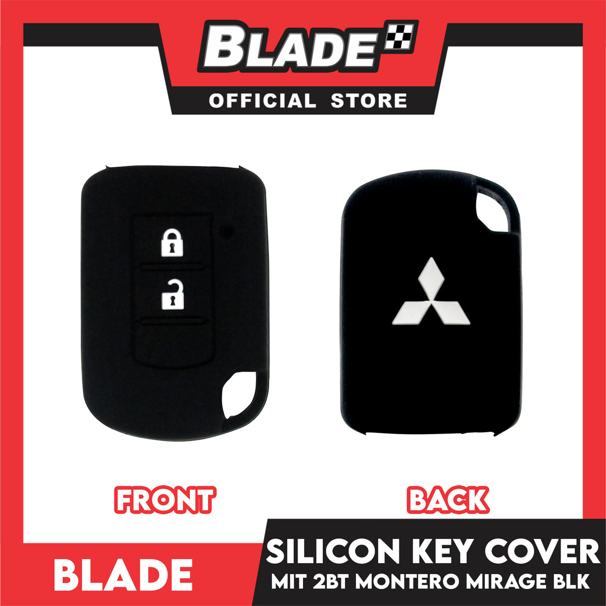 Blade Key Silicone Case Mitsubishi 2 Button Montero (Red/Black)