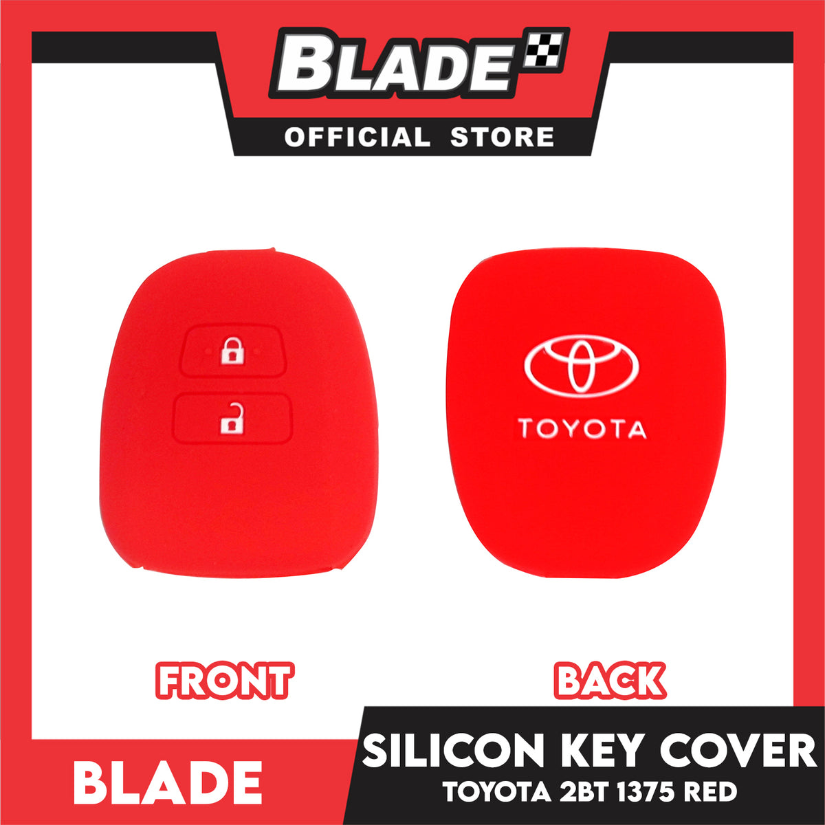 Blade Key Silicone Case Toyota 2 Button 1375 (Red/Black/Blue)