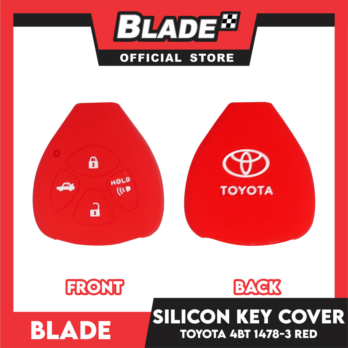 Blade Key Silicone Case Toyota 4 Button 1478-3 (Red/Black)