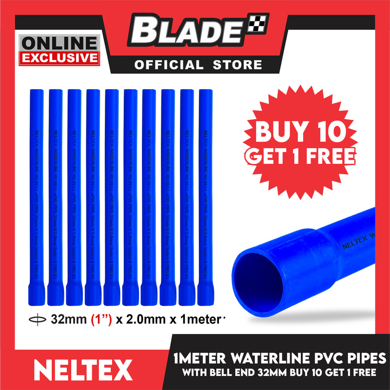 Buy 10 Get 1 Free Neltex PVC Waterline Pipe with Bell 32mm x 1meter (Blue Pipe)