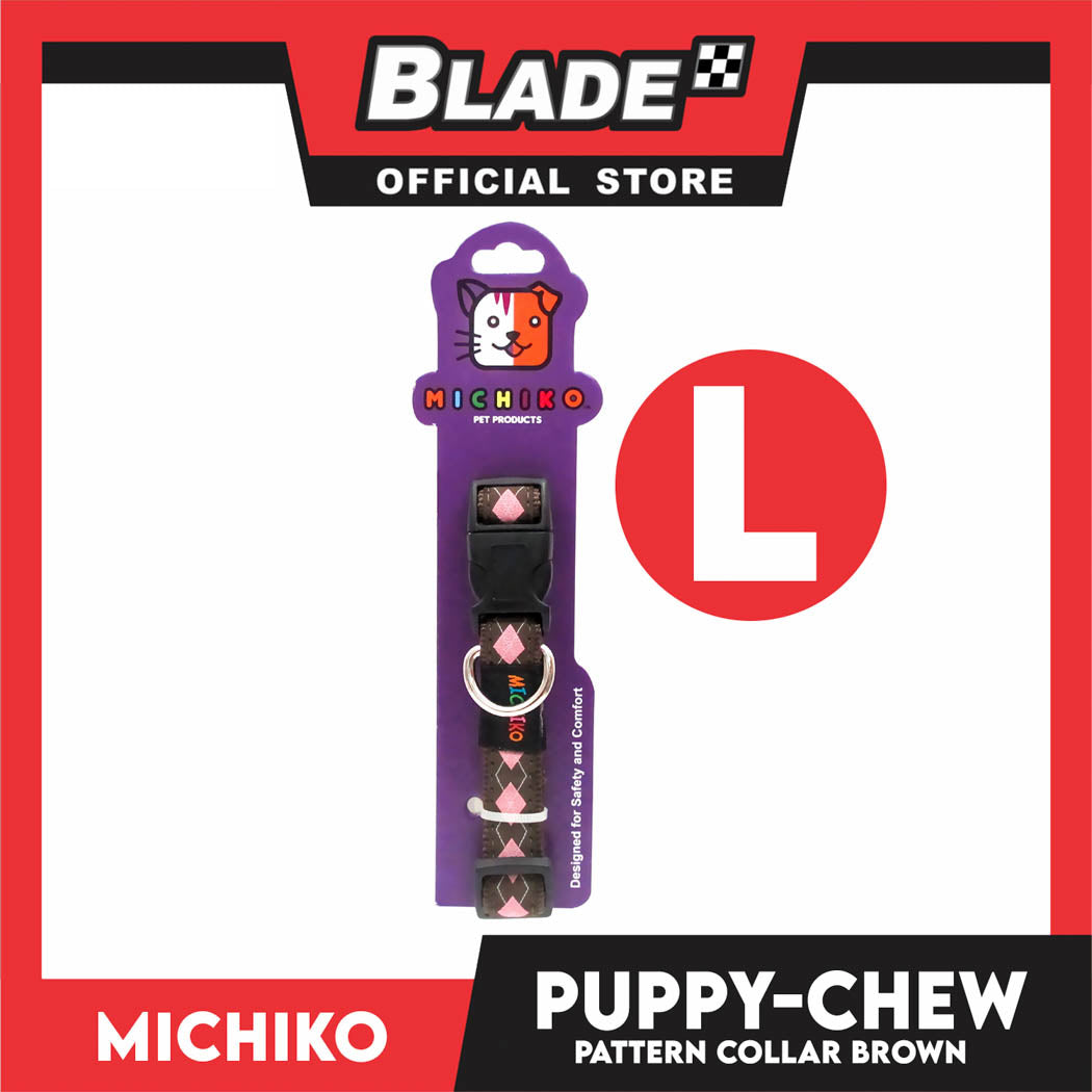Michiko Pattern Collar Brown (Large) Pet Collar