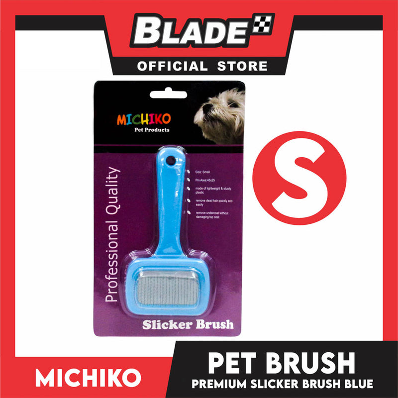 Michiko Slicker Brush Blue Color (Small) Pet Brush, Pet Grooming