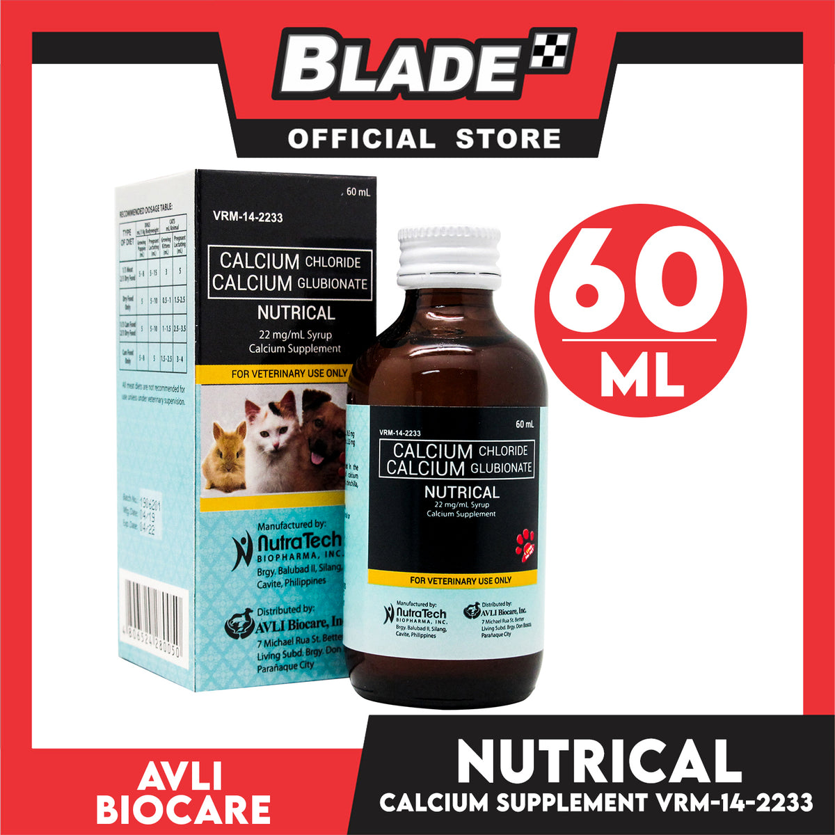 Nutrical Calcium Supplement VRM-14-2233 60ml for Pets Dietary Supplement