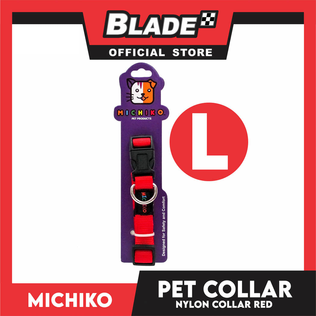 Michiko Nylon Collar Red (Large) Pet Collar