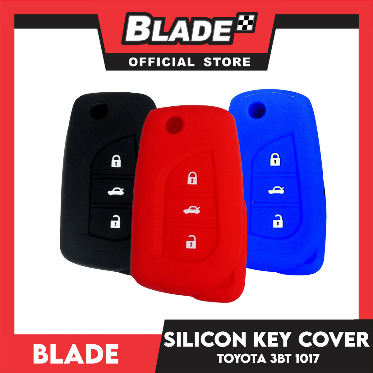 Blade Silicone Case key Cover Toyota 3 Button (Black/Red/Blue)