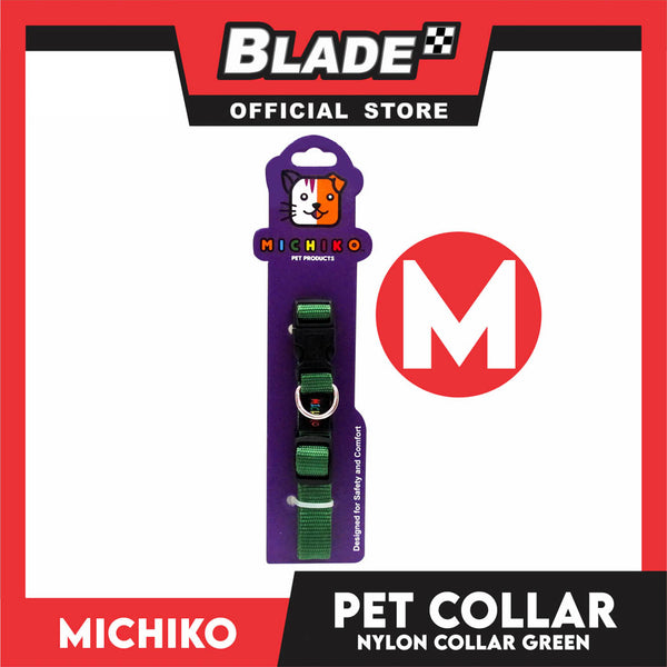 Michiko Nylon Collar Green (Medium) Pet Collar