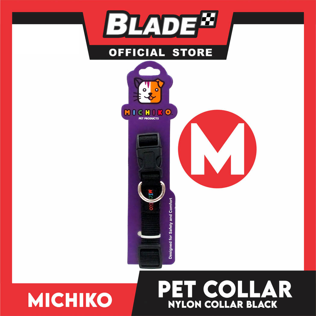 Michiko Nylon Collar Black (Medium) Pet Collar