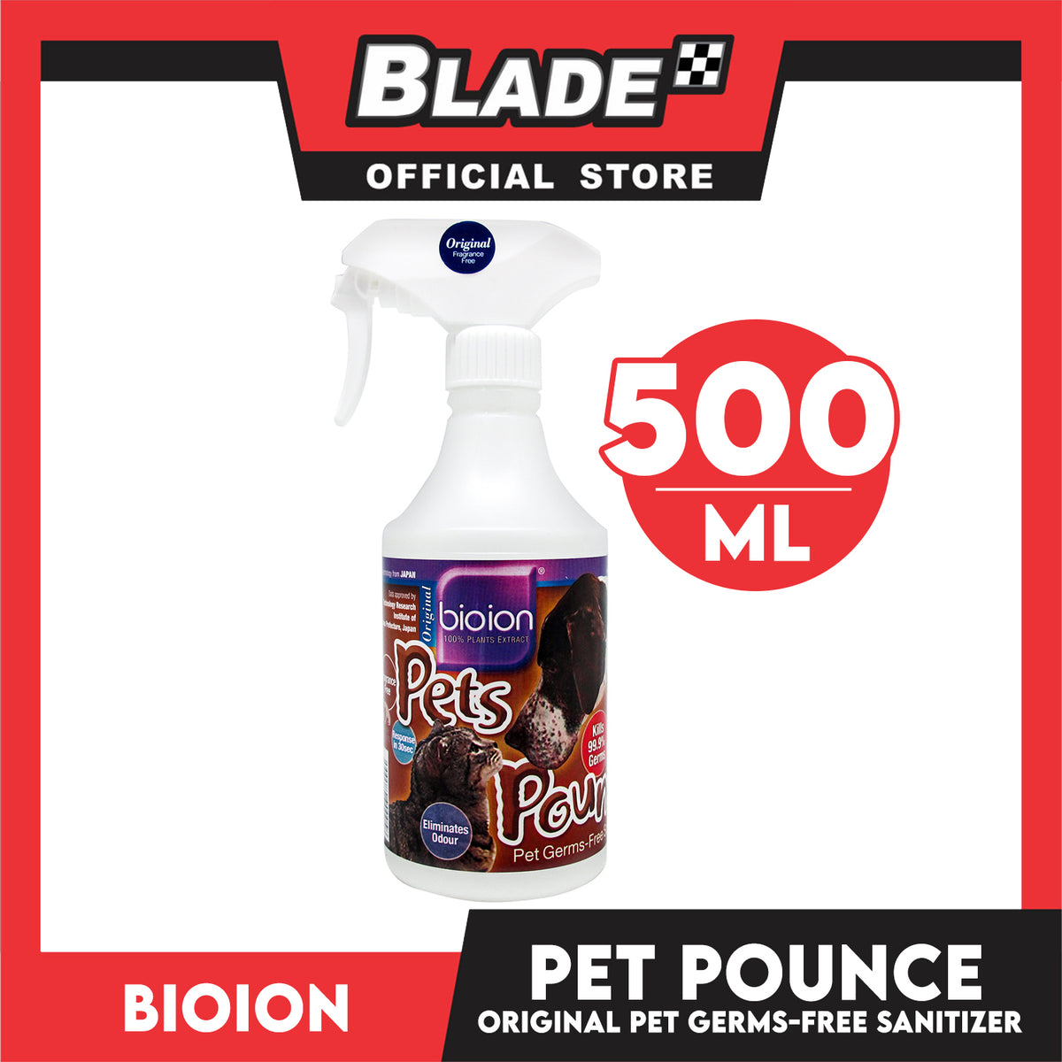 Bio Ion Pet Pounce Natural 500ml Pet Germs-Free Sanitizer