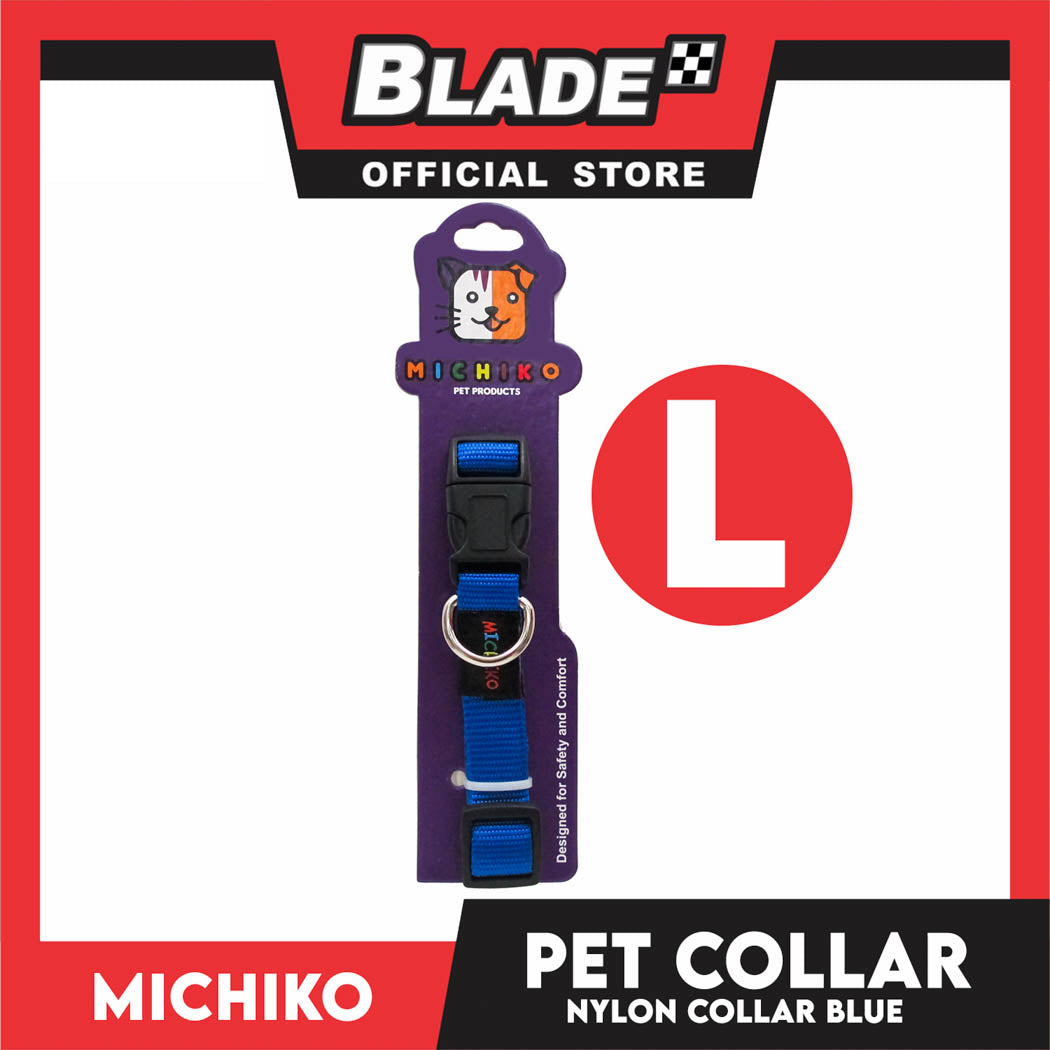 Michiko Nylon Collar Blue (Large) Pet Collar